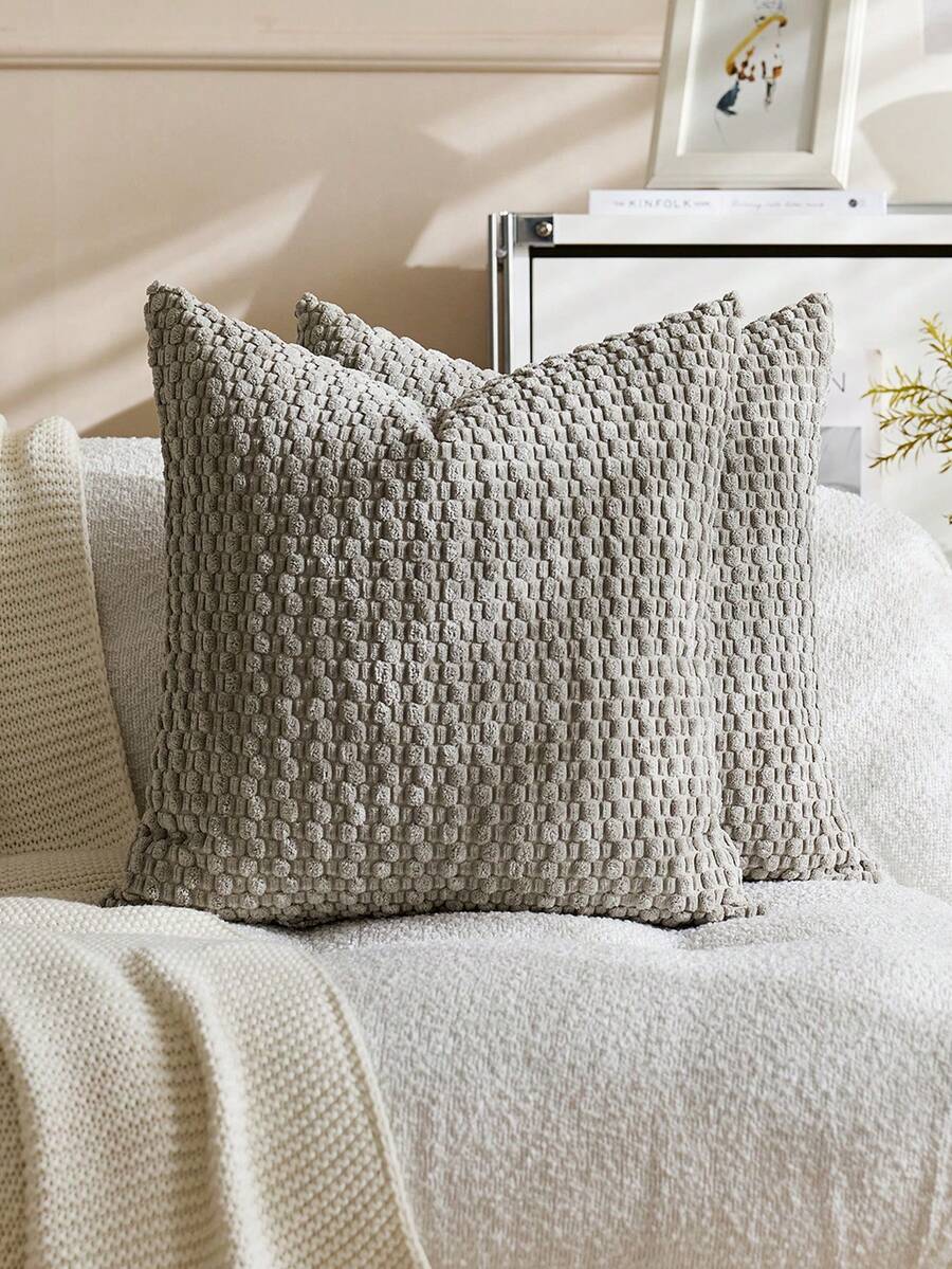 1 buah Sarung Bantal Persegi Dekoratif Berwarna Polos dari Bahan Corduroy Lembut, Cocok untuk Liburan, Sofa, Kamar Tidur, Tempat Tidur, Semua Musim (Isi Bantal Tidak Termasuk)
