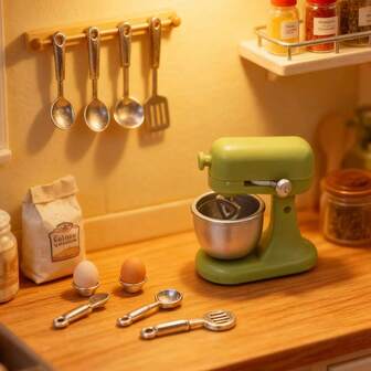 5 buc/set set mixer bucătărie scenă miniaturală Crăciun, decor mixer realist drăguț, decorare DIY distractivă, potrivit pentru iubitorii de electrocasnice de bucătărie, casă creativă, decorare de sărbători