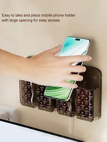 Bow-Shaped Wall-Mounted Phone Charging Box Holder, Adhesive Remote Control Base, No-Drill Wall-Mounted Storage Rack Base, Multi-Function Phone Charging Holder Compatible With IPhone, Android Phone, Gift For Birthday, Family, Friends For Office, Dorm And Home Use Gifts Birthday Home Dorm Office 360 Degree Rotating Phone Stand Phone Holder Strong Load-Bearing - Multicolor - View 3