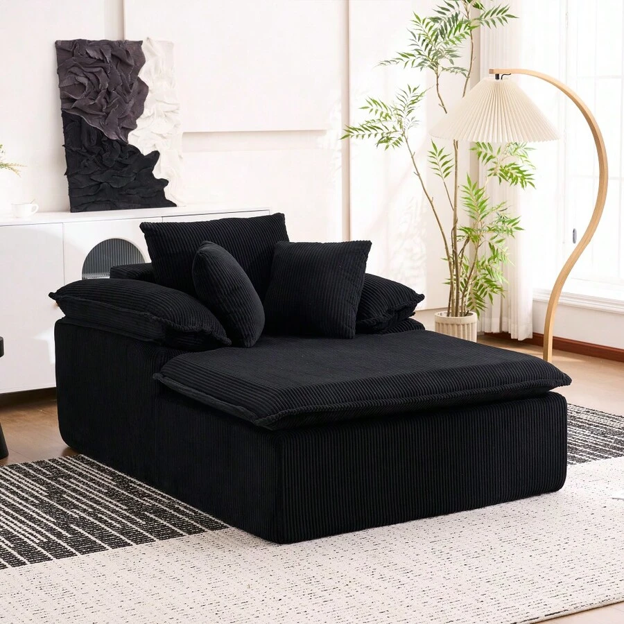 Sofas & Couches - Black + Corduroy + 1 Seat + Foam - View 1