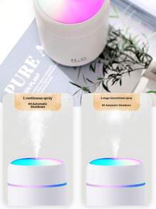 1pc 7-Color Light Minimalist Humidifier, 300ml/USB Powered, Home/Bedroom/Bathroom Air Purifier, Low Noise Mist Diffuser - Multicolor - View 6