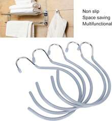 5 Piezas Organizador Colgante para Sombrero, Anillos para Cinturón, Anillo para Cinturón, Ganchos para Armario de Salón de Belleza SPA para Albornoz, Bufanda, Cinturón, Ganchos para Colgar(gris) - Blanco - Ver 6