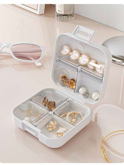 1 pezzo Organizer portatile minimalista per gioielli, mini contenitore da viaggio per orecchini, collane e pillole, adatto per uso quotidiano