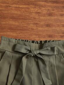 Pantaloni cargo casual eleganți pentru femei, culoare solidă, cu tiv cu volane, potriviți pentru întâlniri, birou și naveta zilnică de primăvară - Verde Armată - Vizualizare 5