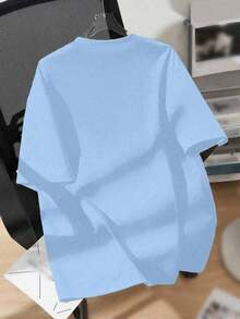 1 Piece Short-Sleeved T-Shirt With Sweet And Cute Bubble Tea Print For Girls, Comfortable And Breathable, Casual Daily Summer Wear - 藍色 - 查看 2