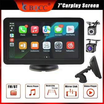 7-Inch Portable Wireless CarPlay Android Auto Touch Screen Car MP5 Player, High Definition In-Car Video & Music Player, Easy Installation