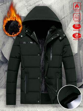 Herren Herbst/Winter Outdoor-Leisure Sport Mode Jacke mit großen Taschen, abnehmbarer Kapuze und Thermofutter, geeignet als Geschenk für Freund, Ehemann, Vater