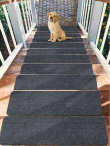 4/8/15pcs Outdoor Stair Non-Slip Mats, Anti-Slip Stair Treads, Suitable For Wooden Stairs, Durable Outdoor Non-Slip Mats, Anti-Slip Stair Treads, Indoor & Outdoor Stair Carpets, Pet-Friendly Outdoor Non-Slip & Scratch-Resistant Stair Mats - Self-Adhesive, Reusable, Prevent Stair Mat Displacement - Easy Installation Stair Treads - Multicolor - View 2