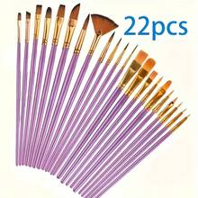 22支装高品质尼龙艺术家画笔套装，适用于丙烯、油画和水彩画——专业艺术家和初学者的理想之选，7种颜色可选，艺术用品，多功能画笔，笔触流畅，刷毛浓密，手柄结实耐用，绘画工具，艺术家级画笔，适合初学者和艺术学生 - 彩色 - 查看 2