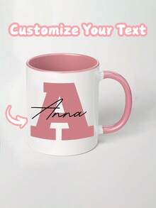 1pc Customized A-Z Ceramic Coffee Mug, Personalized With Name And Text, 11oz Initial Letter Cup, Hot/Cold Beverage, Birthday, Christmas, New Year, Valentine's Day, Mother's Day, Holiday, Home Decor, Personalized Gift, Christmas Gift, Room Decor, Kitchen Decor, Men's Gift, Women's Gift, Mom's Gift, Dad's Gift, Holiday Calendar - Multicolor - View 13