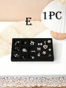 9pcs/1pc Velvet Jewelry Tray, Jewelry Dish, Multi-Functional Storage Box, Large Capacity Jewelry Organizer With Independent Compartments, Stackable Jewelry Rack, Suitable For Earrings, Necklaces, Bracelets, Rings, Hair Clips, Hair Bands, Etc. Valentine's Day Velvet Jewelry Tray - Black - View 21