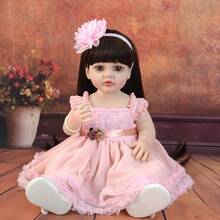 Muñeca Reborn de aproximadamente 22 pulgadas - Muñeca realista de vinilo suave al tacto - Hermosa muñeca princesa con cabello largo - ¡Regalo de cumpleaños! - Marrón - Ver 3