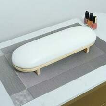 1 pieza Reposabrazos para uñas - Almohada de mano cómoda, almohada de mano de cuero resistente a la suciedad de escritorio para salón de uñas, adecuada para manicura, accesorio de cuidado de uñas sin olor para uso en salón o en casa, almohada para uñas de moda | Base dorada, accesorio para uñas