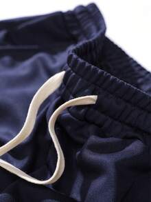 Quần ống rộng mỏng, thường ngày, có dây rút, in chữ, dáng rộng, trang phục du lịch giải trí thời trang, có túi, cạp chun, nhẹ, thích hợp khi đi làm, đi làm, câu cá, cắm trại, làm quà tặng cho bạn trai/chồng, trang phục ngày lễ - Xanh đậm - Xem 8