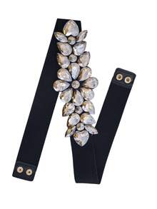 1件装女士闪亮仿宝石香槟水晶加厚时尚派对弹力腰带，适合搭配长袍、冬季假日配饰、长裙、吊带裙、舞会礼服，适合学生、牛仔女郎、商务休闲女性以及圣诞节/万圣节派对礼物。 - 香檳色 - 查看 8