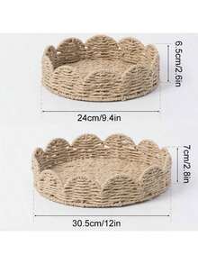 1pc Handwoven Paper Rope Storage Basket, Vintage Home Decor, Desktop Organizer, Bathroom/Hotel Decoration, Wicker Basket - Multicolor - View 5