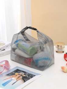 1pc Gray Multifunctional Handheld Toiletry Bag Buckle Design, Portable Waterproof Storage Bag, Fitness Clothing, Swimming Bathroom, Large Capacity Bundle Pocket, Men's And Women's Outdoor Travel Toiletry Bag - Multicolor - View 11