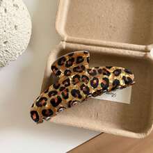 1个法式粉色豹纹发爪夹，时尚高端简约别致发夹，金色箔片点缀，适合作为情人节礼物，女士发饰时尚发夹 - 粉色 - 查看 3