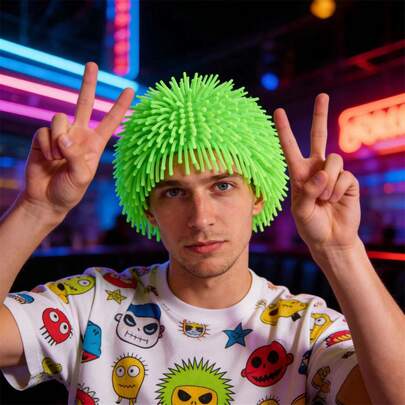 1pc TPR Colorful Hair Soft Rubber Long Hair Wig