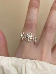 1 Pair Handmade Minimalist Large Flower Ring, Party Jewelry Gift, Hypoallergenic For Women