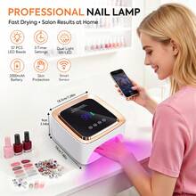 57W UV LED美甲灯，可充电凝胶美甲烘干机，带定时器、自动感应器、液晶显示屏和大屏幕，美甲工具 - 白色 - 查看 3