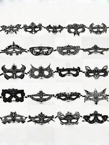 8pcs Lace Masks For Masquerade Party Performance, Soft & Skin-Friendly Sexy Masks For Women [Random Style] - Black - View 5