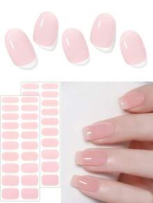中效固化凝胶美甲贴 20/40 片 裸粉色凝胶美甲贴纸 | 凝胶美甲包装用品 | 需使用 UV 灯固化，沙龙级美甲贴纸，易于使用，适用于按压式美甲贴片