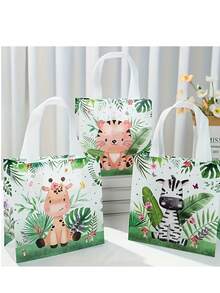 6/12/30 piezas Bolsas de regalo/Bolsas de tela con tema de aventura en la jungla, bolsas plegables con estampado de animales de la selva, adecuadas para cumpleaños, bodas, fiestas con tema de animales de la jungla, baby shower, regalos para invitados de baby shower, revelación de , recuerdos de baby shower, mamá de niño, embarazo, despedida de soltera, 1er cumpleaños, primeros artículos para bebé, rosa, anuncio de embarazo, anuncio de embarazo - Multicolor - Ver 9