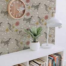 Novogratz - Papel pintado extraíble con estampado floral de bloque de esmeralda(Greige Pájaros) - Multicolor - Ver 5