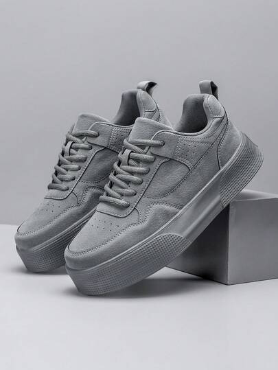 Men's Comfortable Sneakers, Fashion Versatile Solid Color Patchwork Low-Top Flat Casual Shoes, Streetwear Chic Minimalist White Shoes, Ideal For Jeans Sports Matching