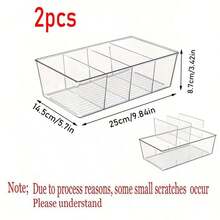 2个透明塑料收纳盒，4格茶包收纳盒，分格食品收纳盒，适用于食品储藏室、厨房、冰箱、橱柜，可存放香料、零食等。 - 彩色 - 查看 2