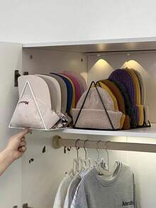 Metal Triangle Stand Space-Saving Storage Rack For Baseball Cap Knitted Cap Books Documents And Other Items Durable Utensil Holder Desktop File Organizer For Women Men For Drawers Wardrobe Desk Home Office Dorm Kitchen Document Divider Hat Box Home Decor Hat Accessory - Multicolor - View 11