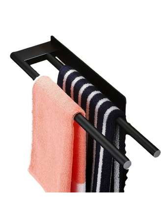 Stainless Steel 304 Towel Bar Punch-Free Self-Adhesive Wall Towel Rack Bathroom Kitchen Single And Double Pole