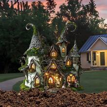 2D Flat Magical Fairy Tale Cottage Acrylic Garden - Whimsical Outdoor Decor With Curled Roof And Green Coverage, Perfect To Add Charm To Your Garden Or Patio, Ideal Holiday Gift, No Electricity Required - Multicolor - View 3