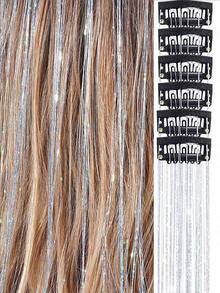 6件/12件装女士闪亮激光效果发链 - 新娘/伴娘流苏发饰/头链，适合派对、度假、聚会、情人节约会、节日、拍照、舞蹈表演和婚礼装饰。女士发饰