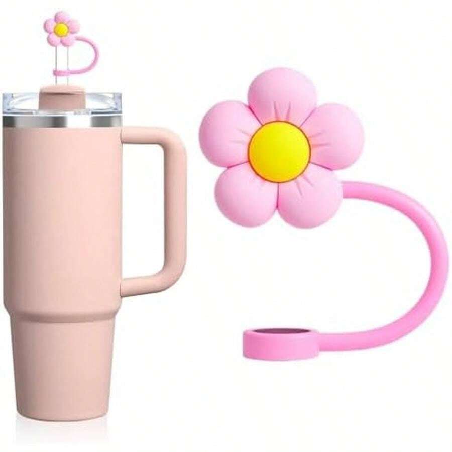 1|4 Pack For Cup Accessories - 0.4in/10mm Straw Covers & Toppers, Dust-Proof Leak-Proof Silicone Straw Caps Compatible With Tumblers And Cups 14|20|30|40|64 Oz(Pink, 1-Pack) - A1-pink - View 1