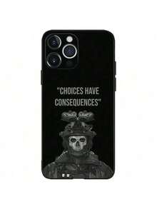 C- COD Funda de Teléfono Ghost Call Of D-Duty Compatible con Apple, 13, 14, 13, 12, 11, XS, XR, X, 8, 7, Pro, Max, Plus, Mini Funda de Silicona Negra, Funda compatible con funda  17 pro max, funda  17 pro, funda  17, funda  16, funda  16 pro max, funda  15 - Z6 - Ver 1