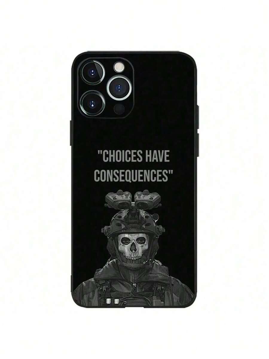 C- COD Funda de Teléfono Ghost Call Of D-Duty Compatible con Apple, 13, 14, 13, 12, 11, XS, XR, X, 8, 7, Pro, Max, Plus, Mini Funda de Silicona Negra, Funda compatible con funda 17 pro max, funda 17 pro, funda 17, funda 16, funda 16 pro max, funda 15 - Z6 - Ver 1