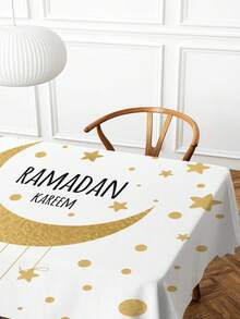 1 khăn trải bàn in họa tiết mặt trăng, khăn trải bàn hoạt hình hiện đại bằng polyester hình chữ nhật/tròn chống thấm nước, khăn trải bàn in kỹ thuật số thích hợp cho phòng khách, nhà ở, bàn ăn ngoài trời, bàn tròn nhỏ - Nhiều màu - Xem 6
