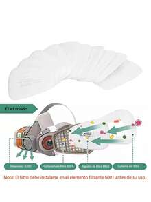 Filtro de algodón 5N11, máscara de gas 6200, máscara de polvo 7502, papel de filtro 5N11 engrosado, filtro de algodón a prueba de polvo.60piezas