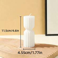 شمعة عمود فاخرة بتصميم شرائط بيضاء ثلاثية الأبعاد بحجم 11.5-19.5 سم، شمعة عطرية خالية من الدخان، مناسبة كهدية عيد ميلاد أو عيد الحب أو للاستخدام اليومي أو كهدية أو لاحتفالات الزفاف أو كتذكارات أو لحفلات أو لديكور طاولة المنزل خلال شهر رمضان