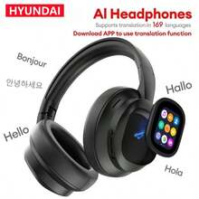 HYUNDAI X1PRO Wireless Bluetooth 6.0 Headphone,AI Translation Earphones,100+Languages,With Magnetic Touch Control LED Screen - one-size - View 1