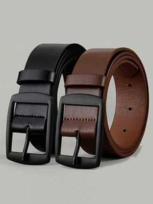 1 pieza Cinturón de Hombre de Moda en PU, Diseño Retro Simple con Hebilla Suave, Ajustable, Adecuado para la Vida Diaria de los Hombres en Otoño, Accesorios de Otoño, Halloween y Invierno, Adecuado para Adolescentes, Jóvenes, Hombres, Ocio, Exterior, Deportes, Vacaciones, Regalos de Graduación, Cumpleaños, Uso Diario - Multicolor - Ver 1