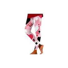 Leggings deportivos ajustados y cmodos para el da de San Valentn con estampado de cintura alta, para mujeres y mujeres - negro - + G - Ver 1