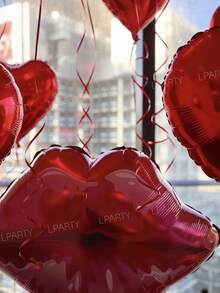 18 件/套情人节装饰气球，情人节气球装饰套装包括巨型红唇/嘴巴铝箔气球、红心气球、10 英寸哑光红色乳胶气球，专为浪漫装饰设计，适合情人节、周年纪念、求婚和婚礼