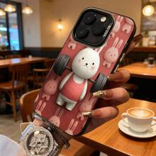 Funda de Teléfono Patrón de Conejo Rosa Levantando Pesas para Modelos de  y  Adecuada para Todas las Estaciones Opción de Regalo Ideal - Plateado - Ver 3