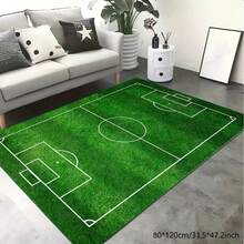 1 Piece Football Field Carpet - Non-Slip Soft Carpet Mat With Green Grass Painted Lines, Suitable For Indoor/Outdoor Sports And Yoga - Home Decor - Green - View 1