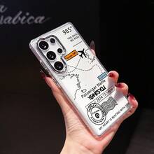 Diseño de tarjeta de embarque de avión, funda transparente con agujeros grandes y galvanizada, apta para iPhone 17, 17 Pro Max, 16 Pro Max, 15, 14 Plus, 13, 12, 11, X, XR, XS Max, así como Galaxy S20, S21, S22, S23, S24, S25 y A02-A73 M F NOTE. También es compatible con VIVO V, Y02-Y93, MOTO G04-G86, EDGE, OPPO A, RENO, Honor X6-X9 90, Redmi  y  PIXEL 7, 8, 9, 10. Esta funda protectora ofrece resistencia a golpes y caídas gracias a su estructura duradera, lo que la convierte en una opción ideal para uso personal o como regalo de Navidad o festivo, adecuada tanto para hombres como para mujeres. - transparente - Ver 4