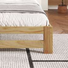 Solid Wood Futon Bed, Double Bed, Natural Solid Wood Bed With Headboard And Slatted Base, Children's Bed, Adult Bed, Natural, 140 X 200 Cm - Natural Wood Color + Solid Wood - View 9