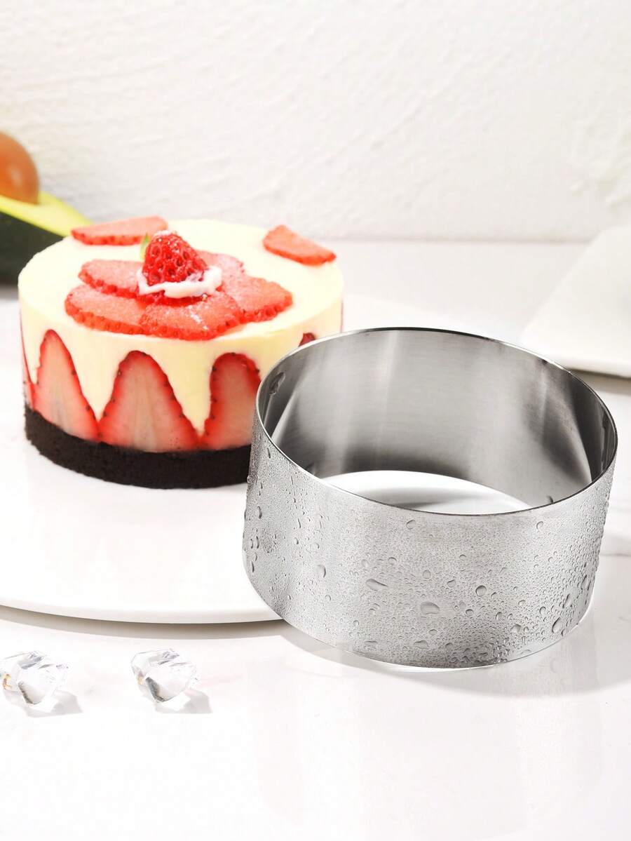Stainless Steel Seamless Raised Round Cake Mold, Mousse Cake Ring, Cake Mold, Dessert Cake Ring - Silver - View 1
